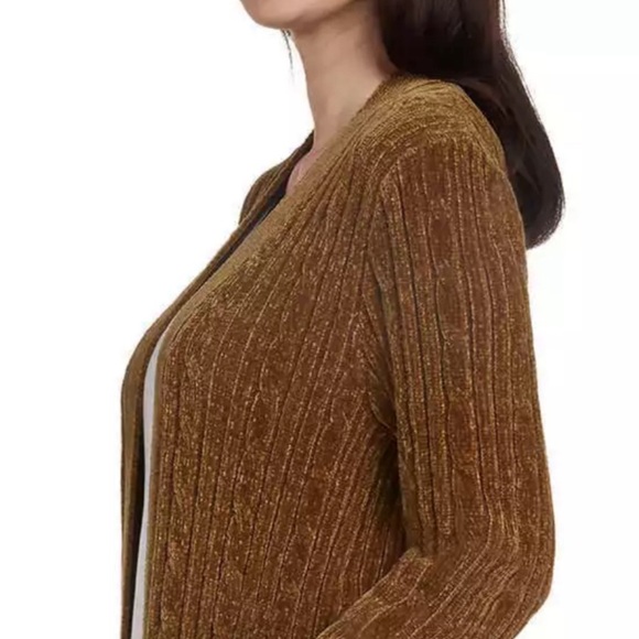 Women’s Long Cardigan Matty M Chenille Sweater w Pockets Size XXL Tan Brown NWT - Picture 5 of 6